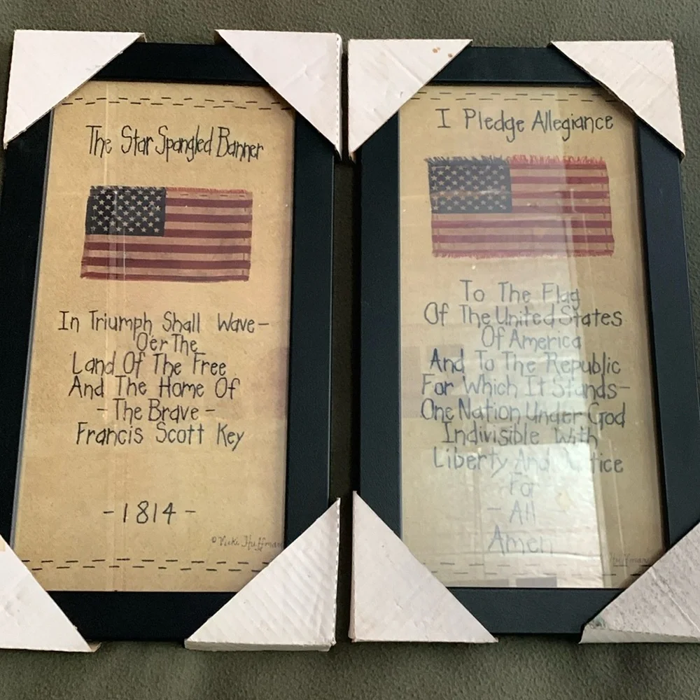 Vicki Huffman framed prints. The Star Spangled Banner & I Pledge Allegiance - Picture 1 of 8
